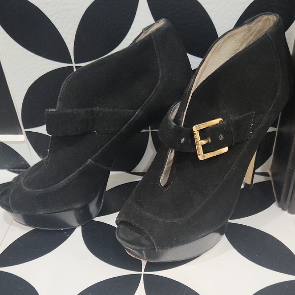 Michael Kors Black Peep-Toe Ankle Boots - Picture 2 of 6